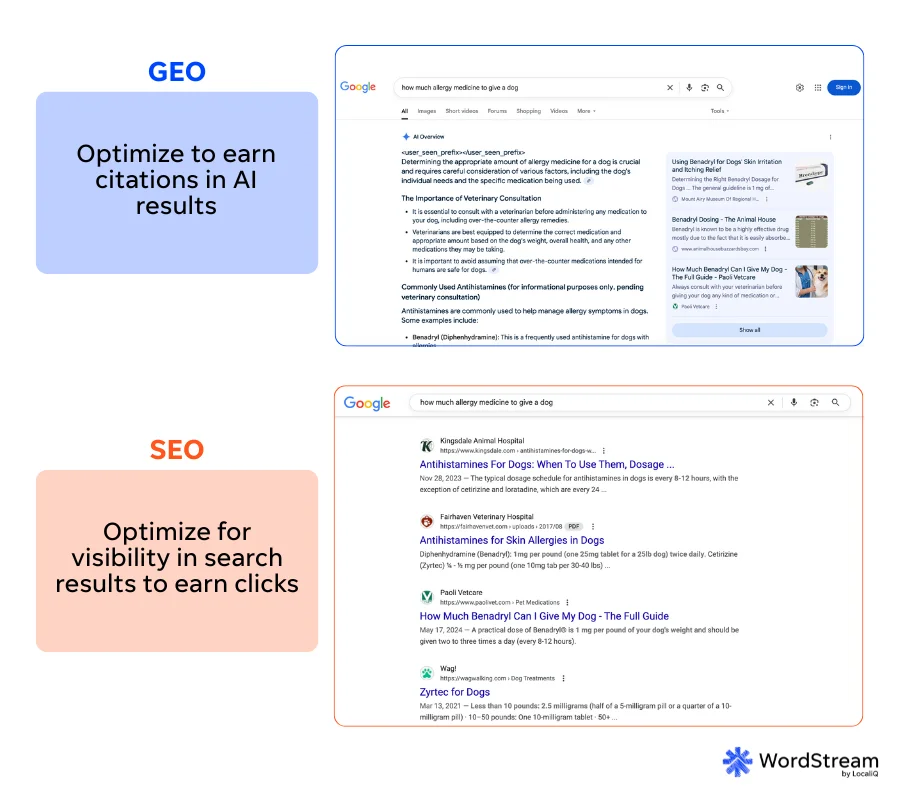 geo vs seo differences and example