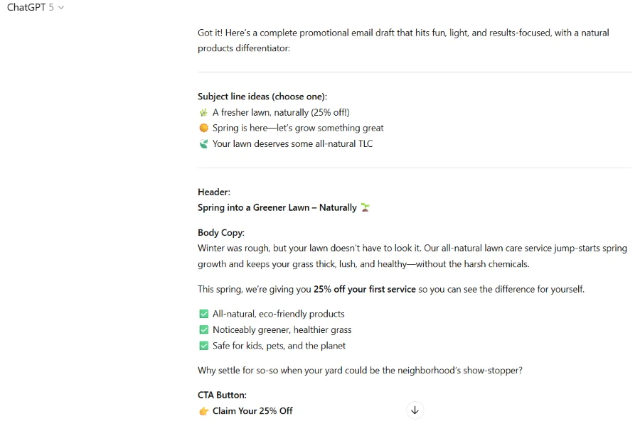 AI email marketing - chatgpt email.