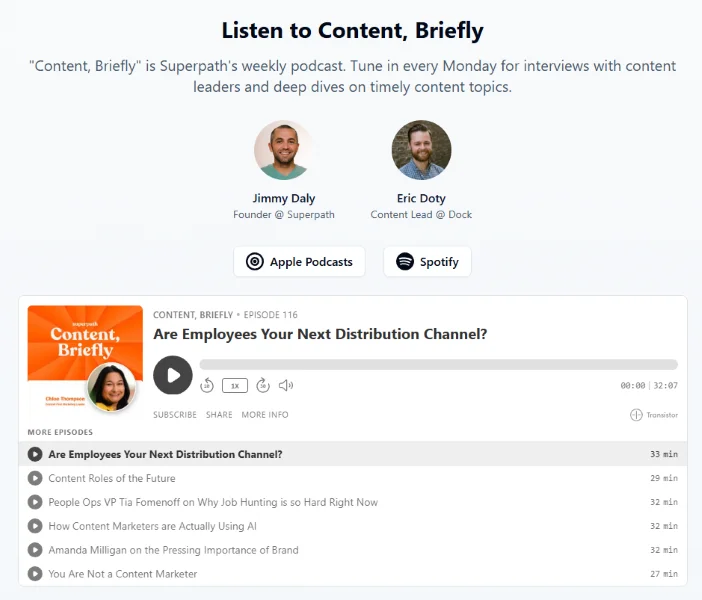 best marketing podcasts - Content, Briefly