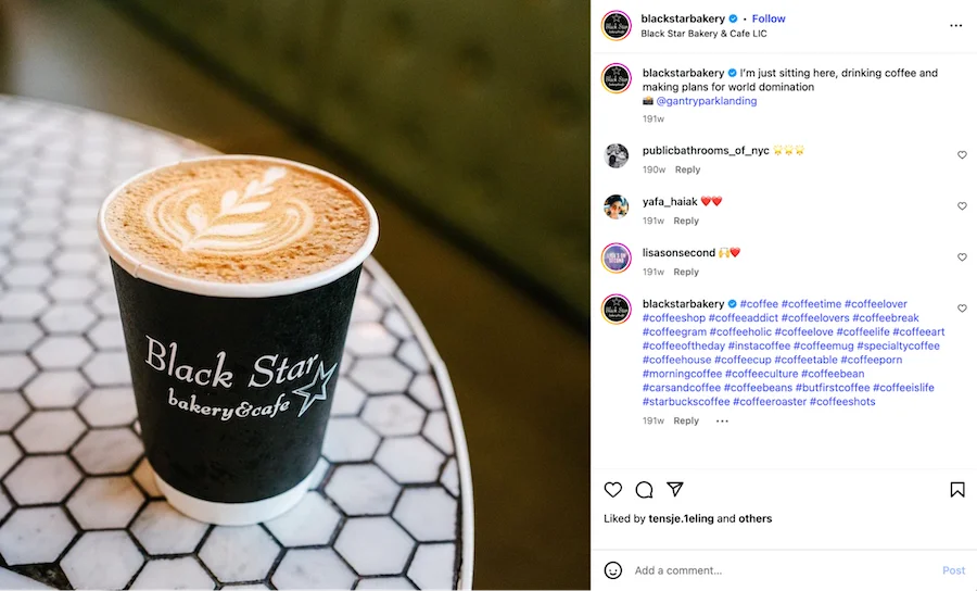 black star coffee logo on coffee cup