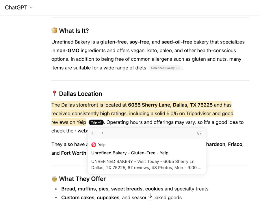 chatgpt address from yelp example