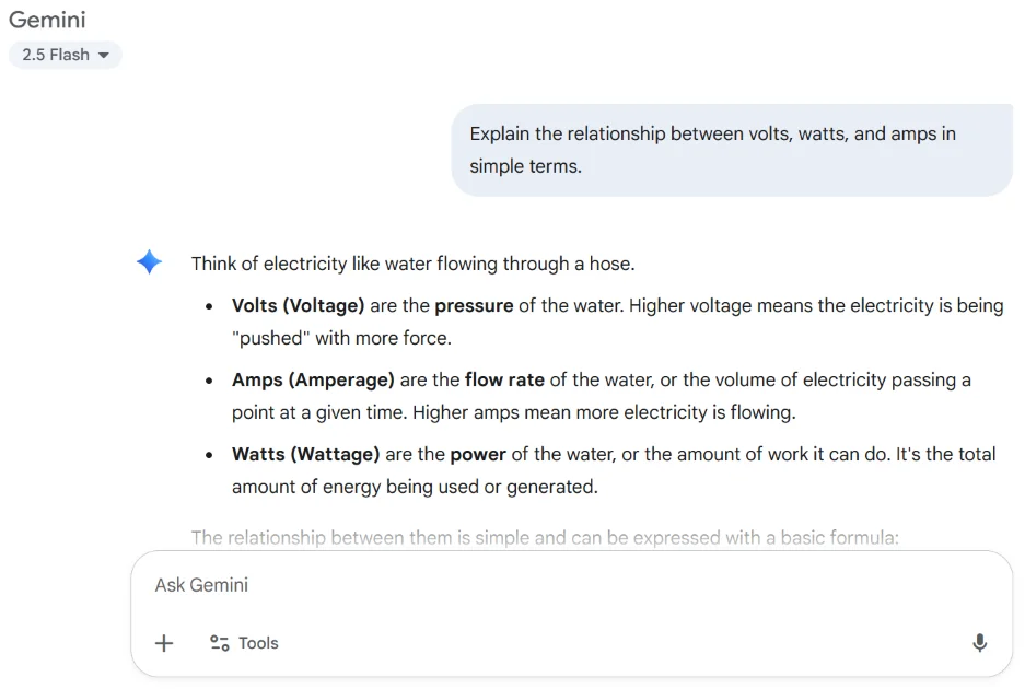 ChatGPT alternatives - screenshot from Gemini