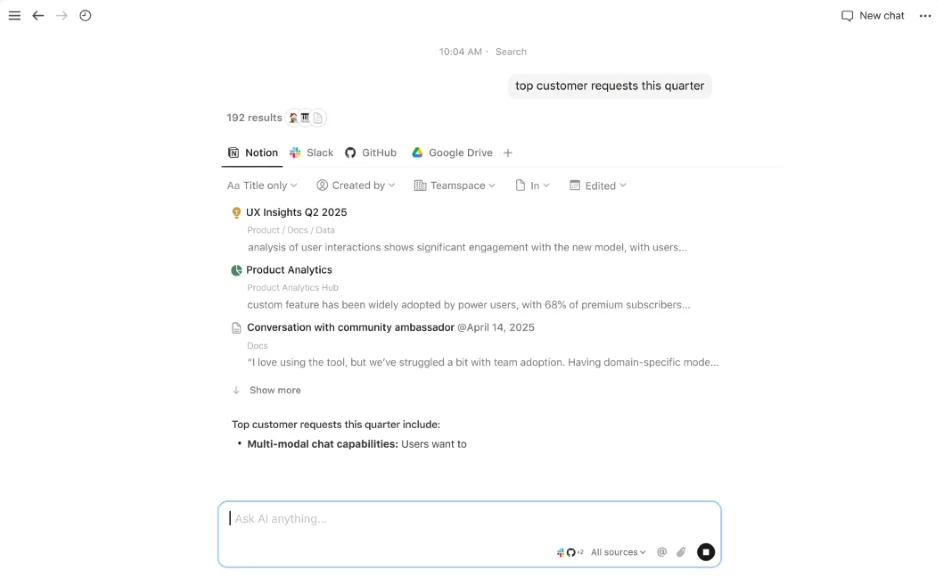 ChatGPT alternatives - screenshot from Notion.