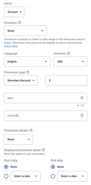 seasonal google ads promotion assets