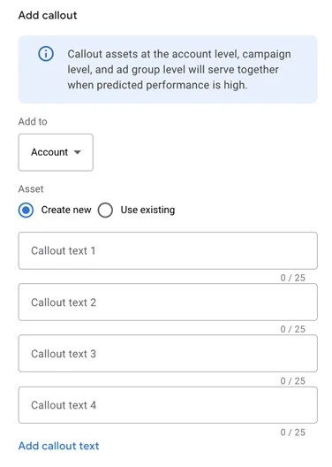 seasonal google ads callouts