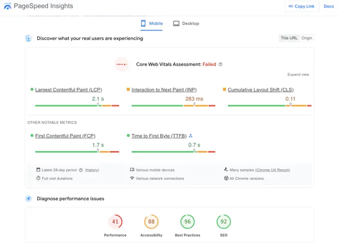 seasonal ppc - google ads page speed insights