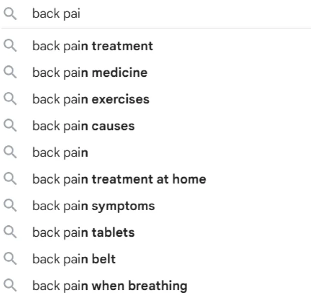 SEO copywriting - Google autofill.
