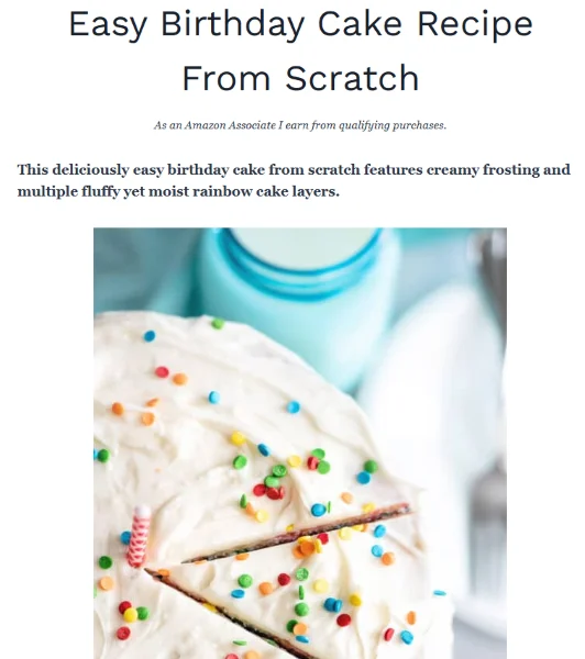 SEO copywriting - recipe blog.