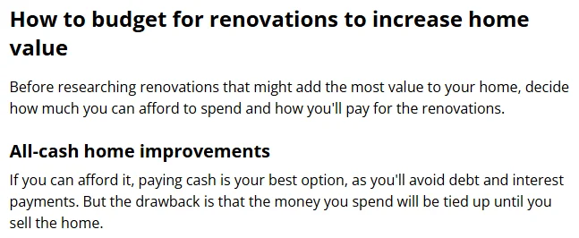SEO copywriting - house improvement blog post.