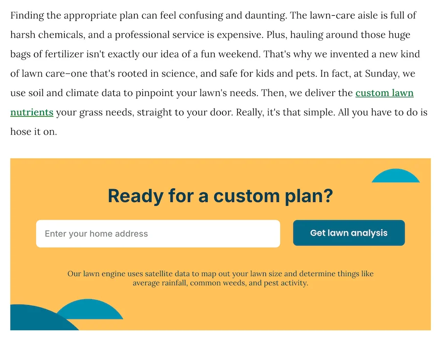 blog lead magnet example from lawn care company