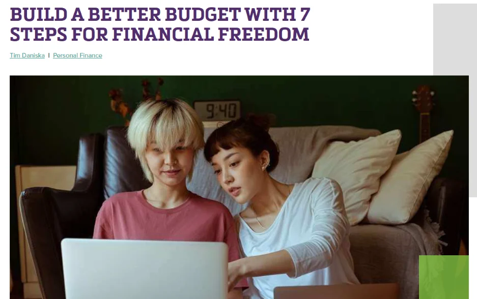 Content marketing - blog post about budgeting.