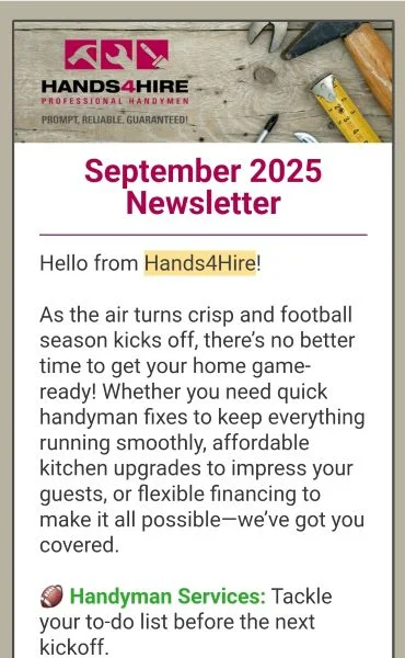 Content marketing - Handyman newsletter.