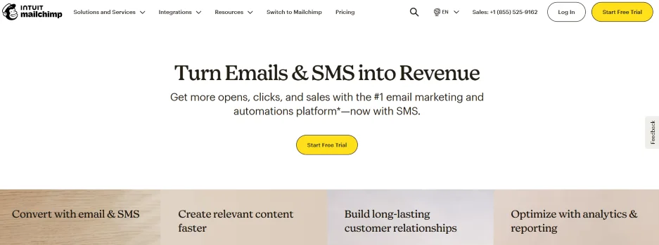 Content marketing - Mailchimp screenshot.