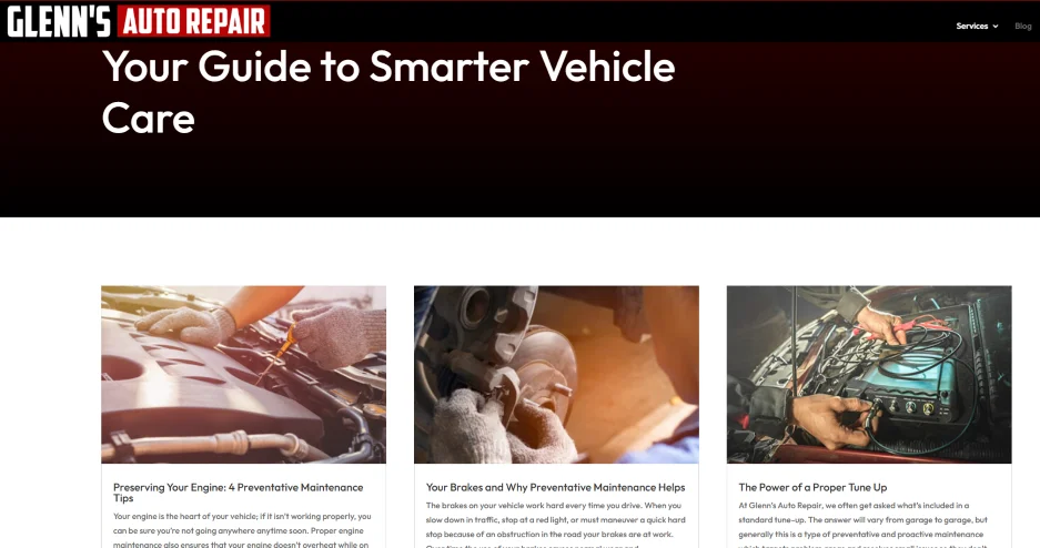 Content marketing - blog from a mechanic.