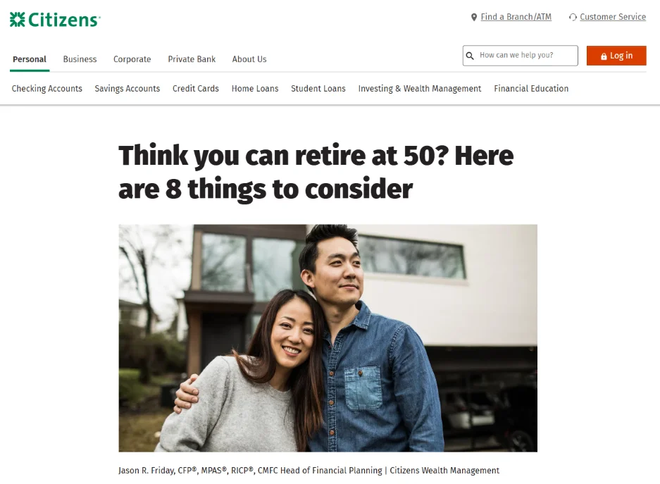 Content marketing -blog post on retirement
