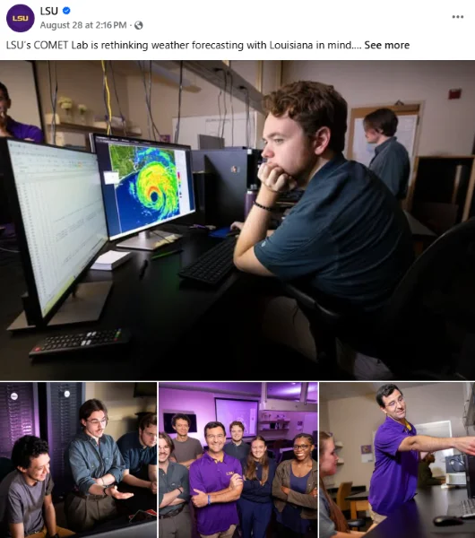 Facebook algorithm - Facebook post from LSU