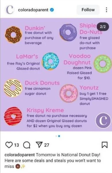 Fall content ideas - Donut Day post.