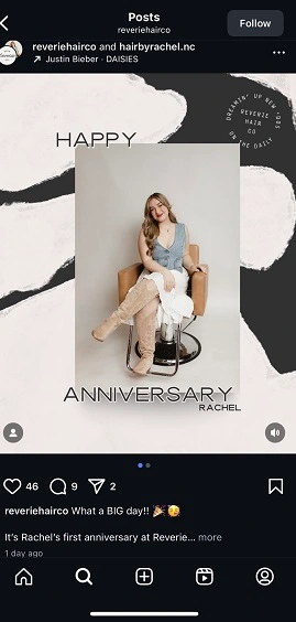 instagram marketing - personal and professional services post example