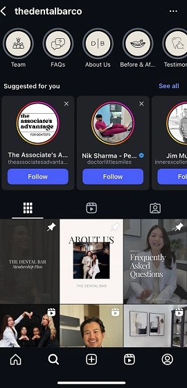 instagram marketing example - dental