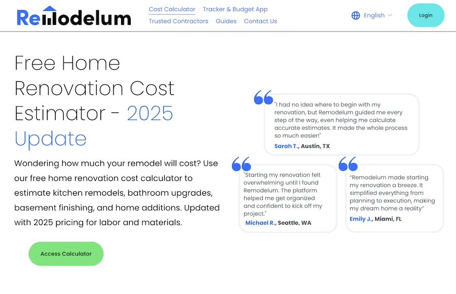 ai free tool example - renovation calculator