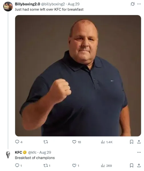 Reputation management - Tweet reply from KFC.