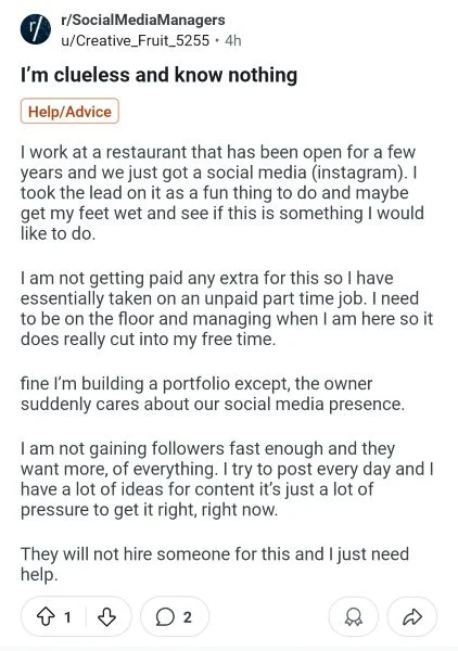 Reputation management - Reddit post.