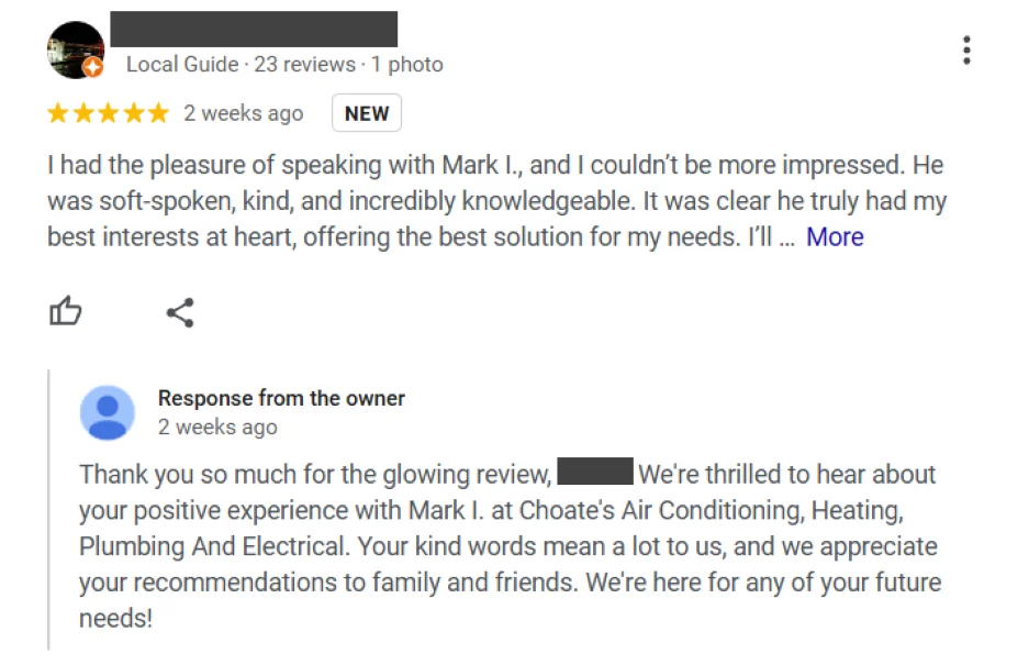 Reputation management - Google review.