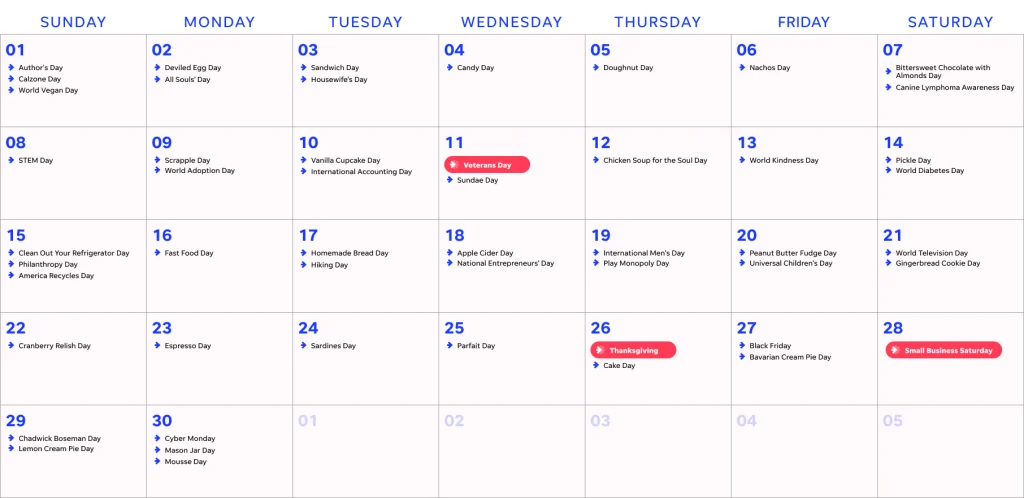 black friday marketing - calendar template preview