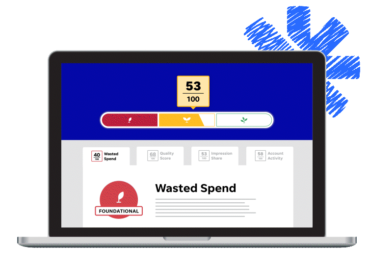 google ads grader account audit report on a laptop