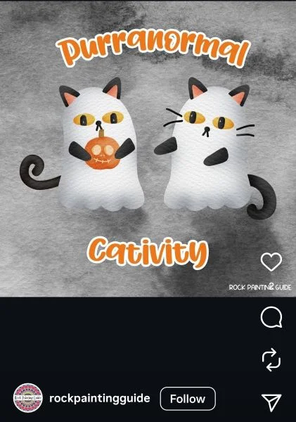 Halloween puns - Instagram post with a cat Halloween pun.