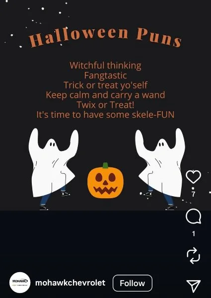 Halloween puns - Instagram post with several Halloween puns.