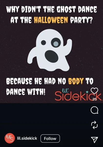 Halloween puns - Instagram post with a ghost pun.
