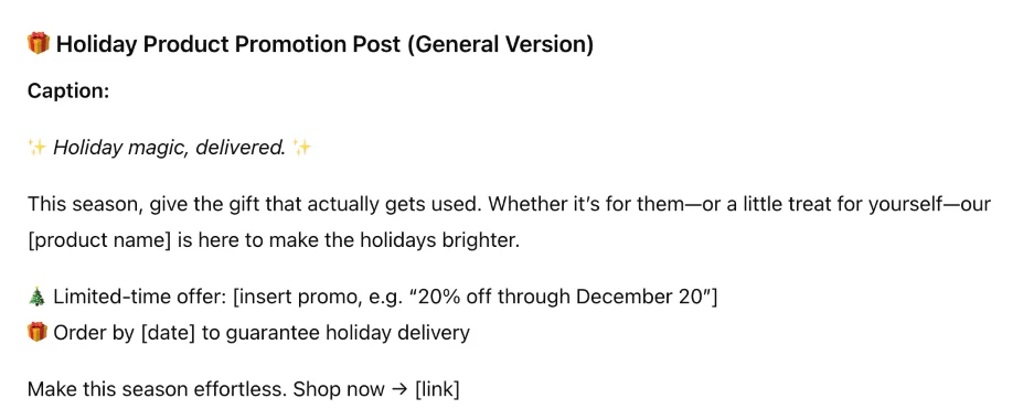 Holiday AI prompts - Holiday post ideas from ChatGPT.