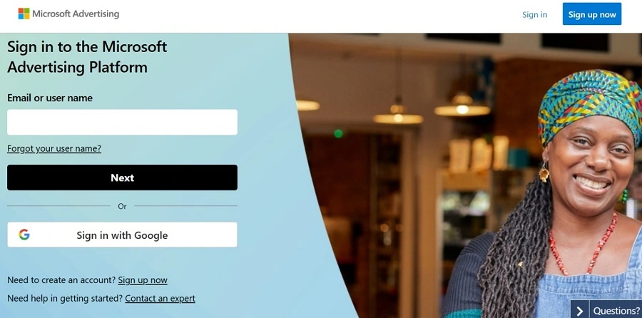 microsoft ads - homepage screenshot