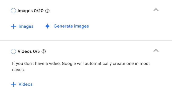 pmax ad examples - image and video assets