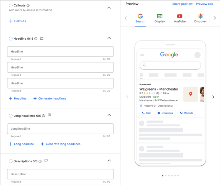 pmax ad examples - performance max ad builder screenshot