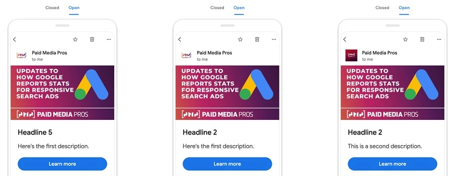 pmax ad examples - gmail screenshot