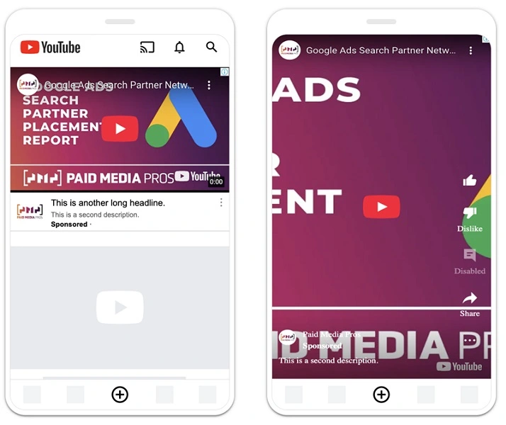 pmax ad examples - youtube placements
