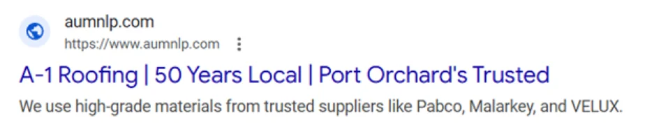 Best Google Ads - roofing ad.