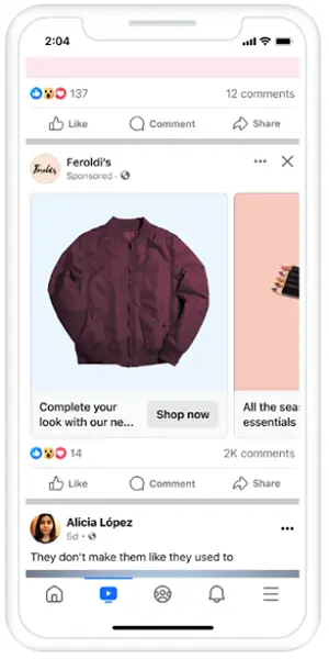 facebook ad types - carousel ad example