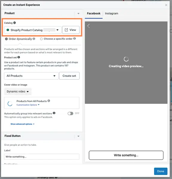 facebook ad types - instant experience