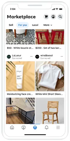 facebook ad types - ad placement on marketplace