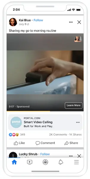 facebook ad types - video example