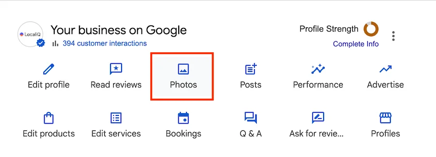 option to add photos to google maps listing