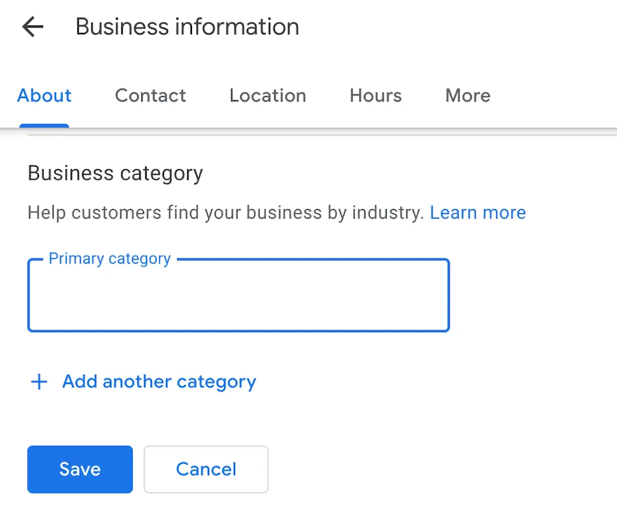 google business listing categories