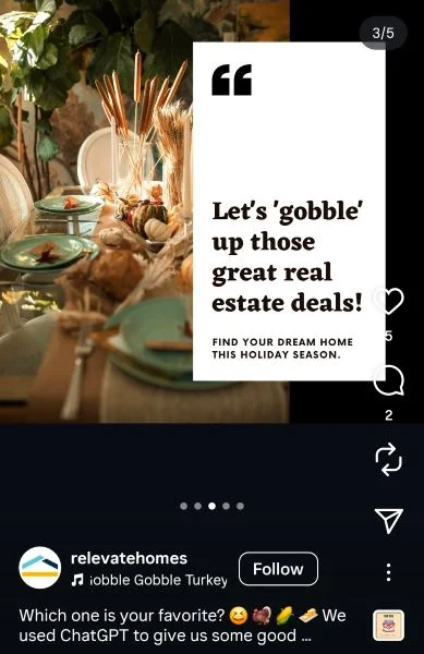 Thanksgiving puns - social post from a real estate company.