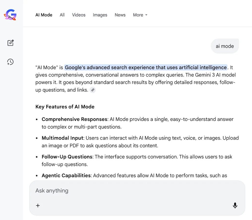 google ads updates 2025 - ai mode example