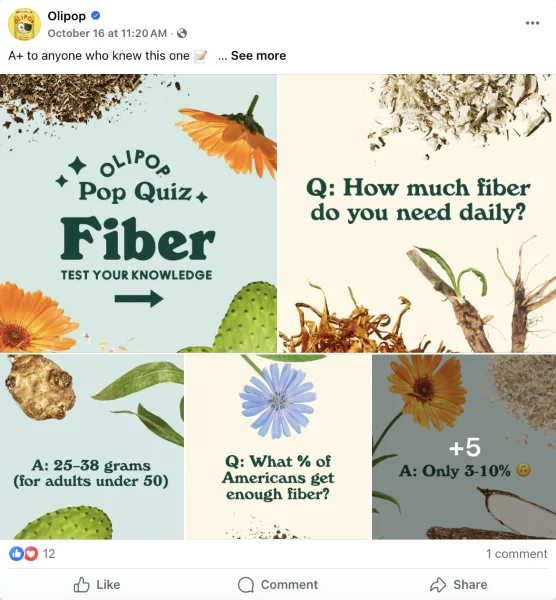 ecommerce marketing - Olipop content.