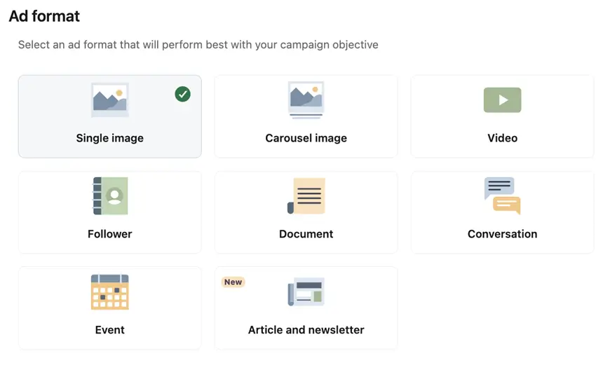 linkedin-campaign objectives - ad formats for engagement objective