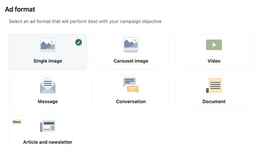 linkedin campaign objectives - lead ads formats